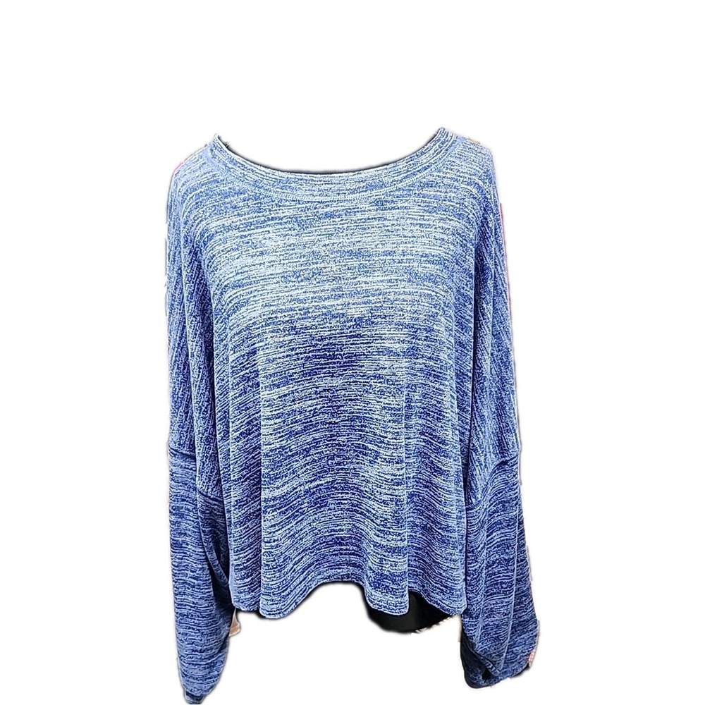 Umgee Heather Blue Umgee Oversized Dolman Longsleeve Cropped Women's Size Small